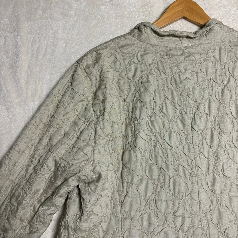 Eileen Fisher Womens Textured Jacket Beige‎ Button Front Size L Blazer Lagenook - Picture 11 of 14